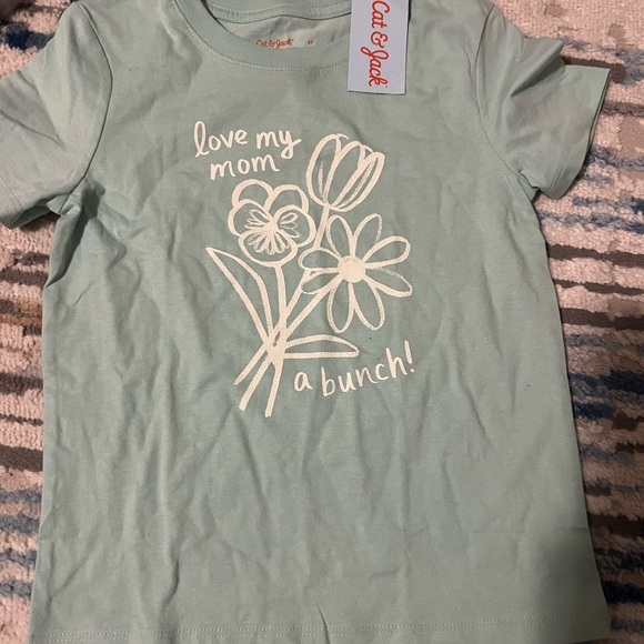 Cat & Jack Mint Green 'Love My Mom' Floral Tee - Picture 2 of 2